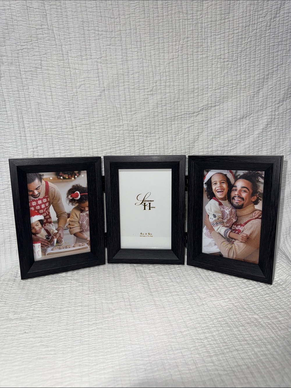 Triple Fold Black Photo Frame - 3-Panel Display